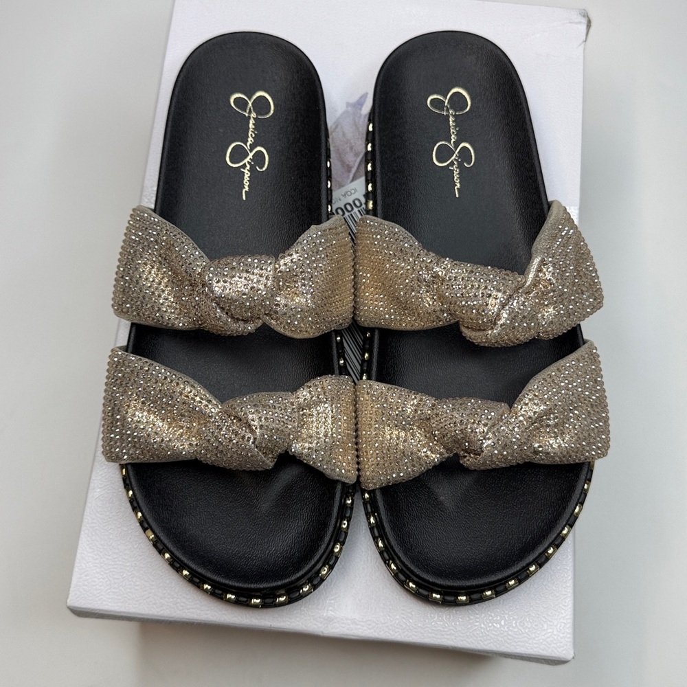 Jessica Simpson Women's Caralyna Knotted Footbed Sandals- Champagne- Size 6 - Picture 8 of 11